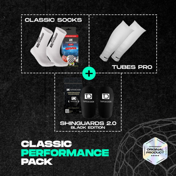 TAPEDESIGN® – Performance Pack (Tubes <b>PRO</b>, Shinguards 2.0 Black, Classic Socks)