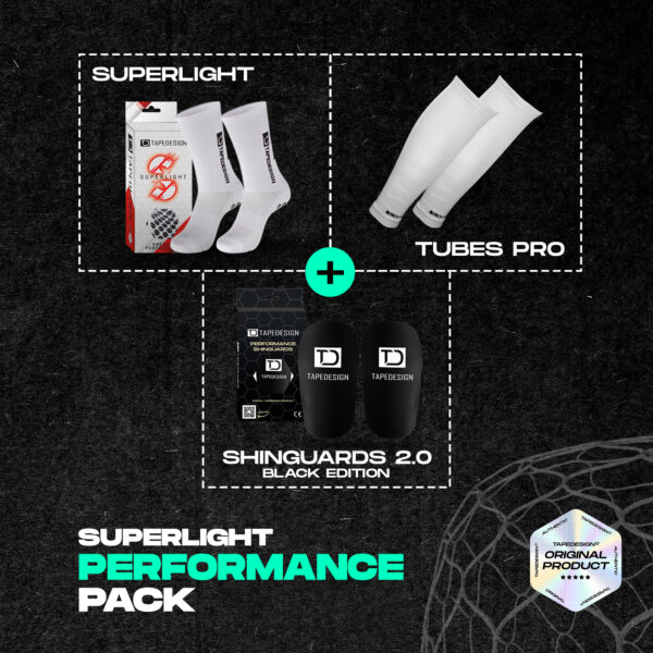 TAPEDESIGN® – Performance Pack (Tubes <b>PRO</b>, Shinguards 2.0 Black, Superlight Socks)