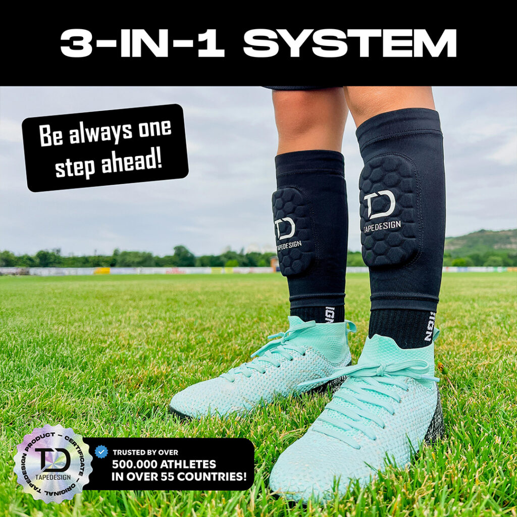 TAPEDESIGN® - Performance Shinguards 2.0 (Black Edition) Shinguards Football Men Women Kids Black Shin Pads for Football Socks Individually Adjustable Shinguards Non-Slip