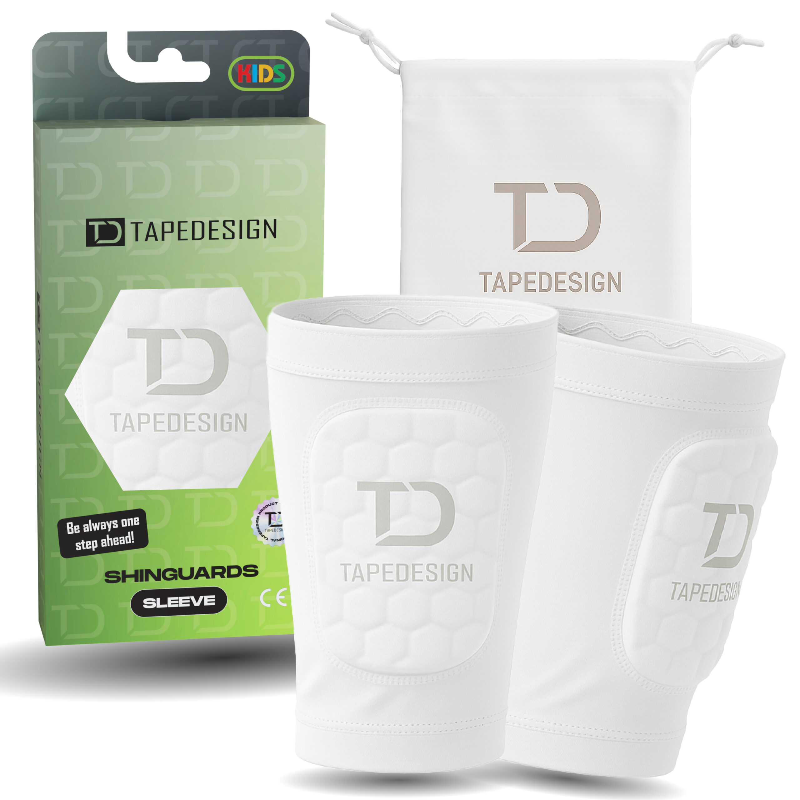 TAPEDESIGN® Shinguards Sleeve KIDS (Blanc)