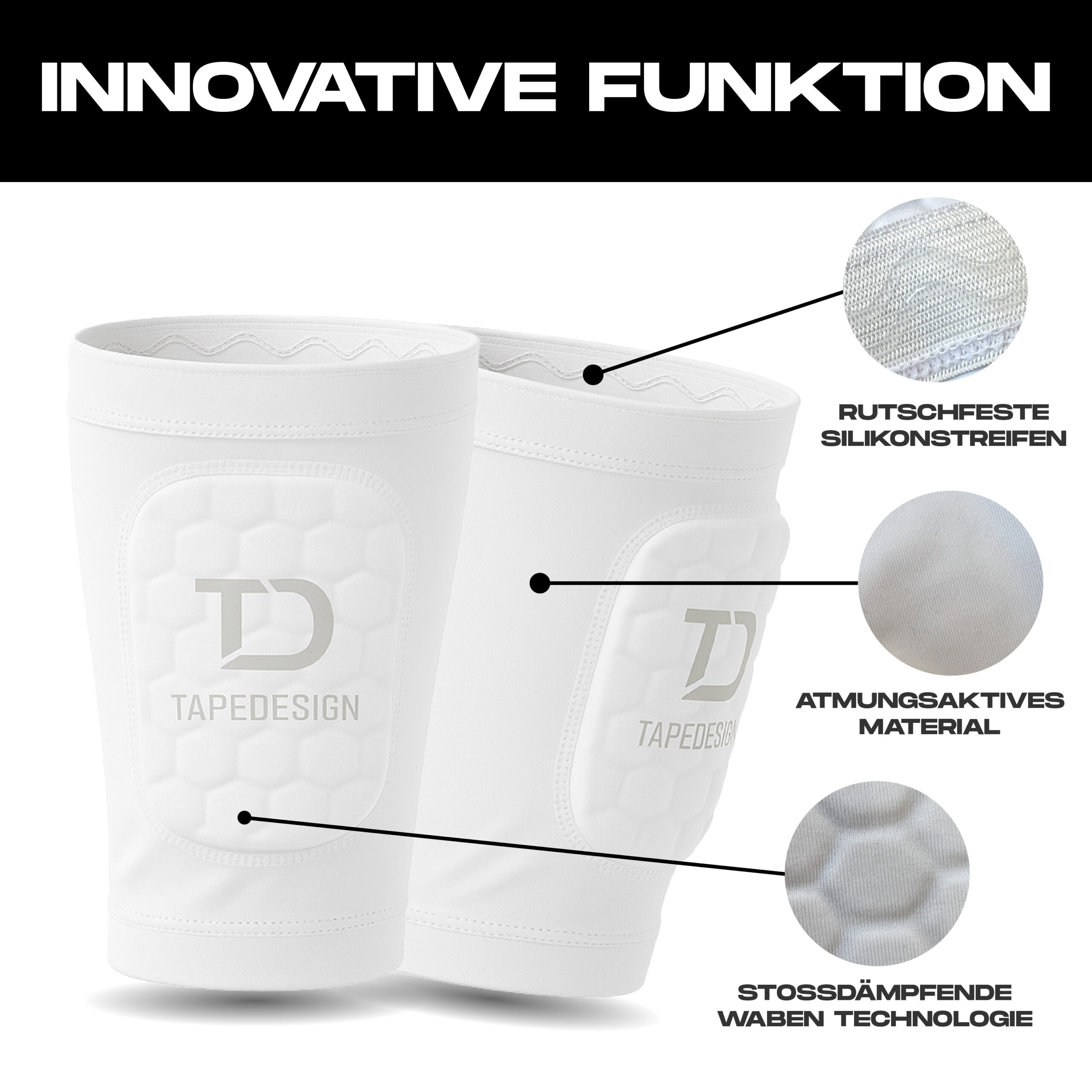 TAPEDESIGN® Shinguards Sleeve KIDS (Blanc) – Image 4