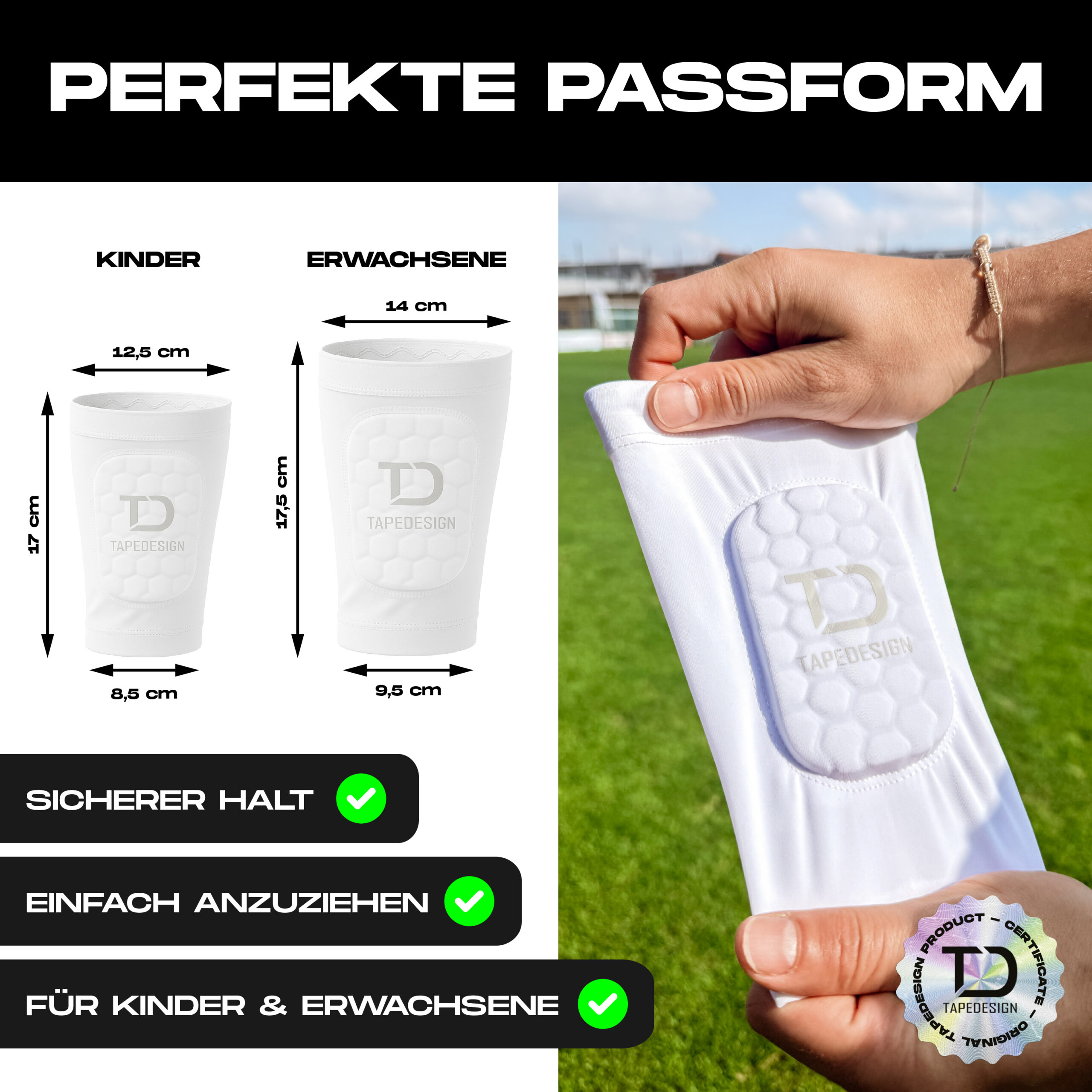 TAPEDESIGN® Shinguards Sleeve KIDS (Blanc) – Image 3